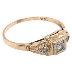 Petite Art Deco Gold and Diamond Ring