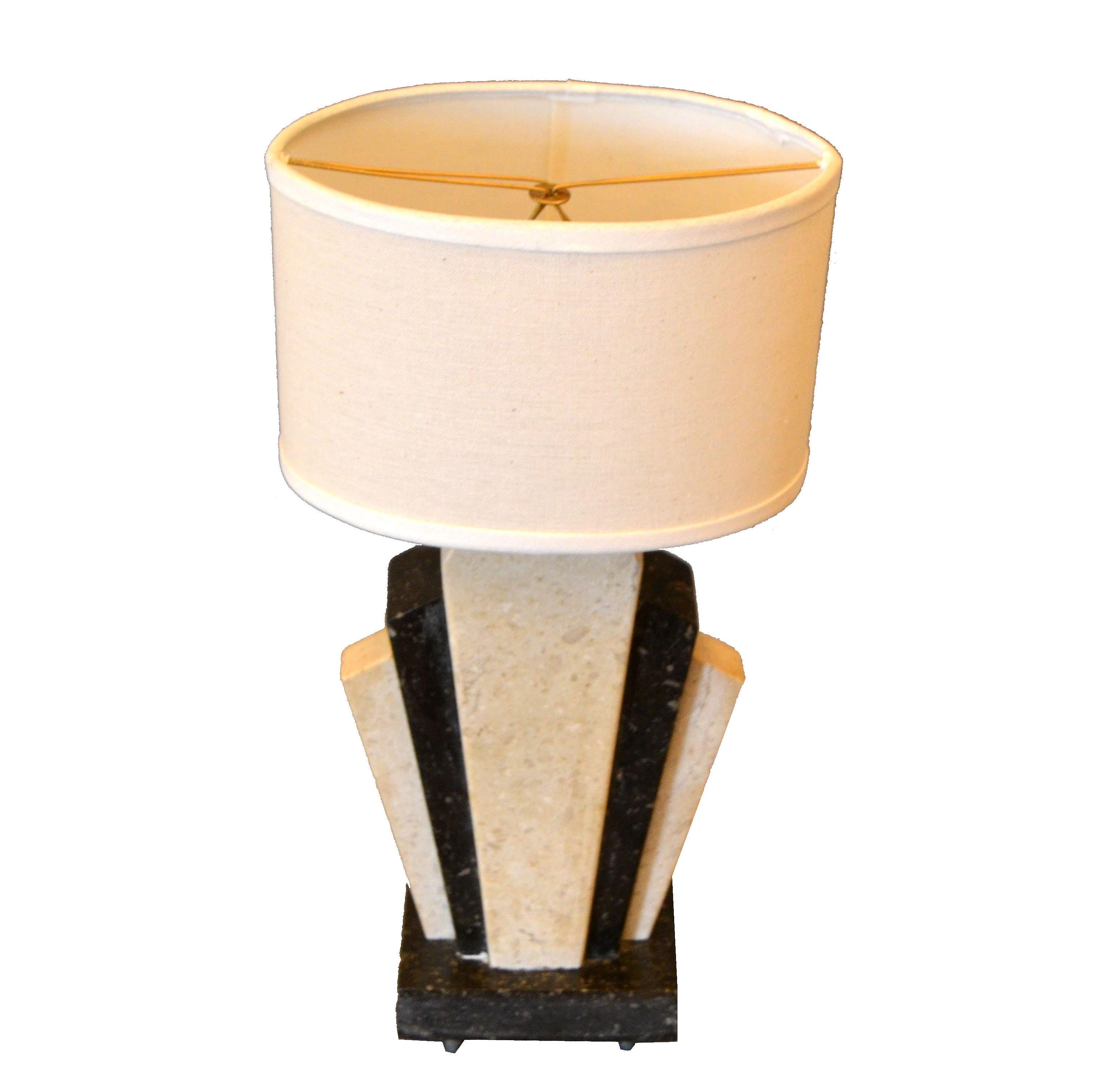 Petite Art Deco Italian Marble Bedside Table Lamp with Oval Shade 3