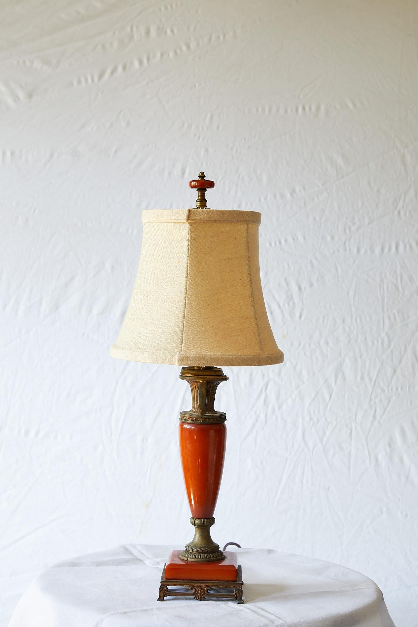 Petite Art Deco Lamp of Orange Bakelite 1