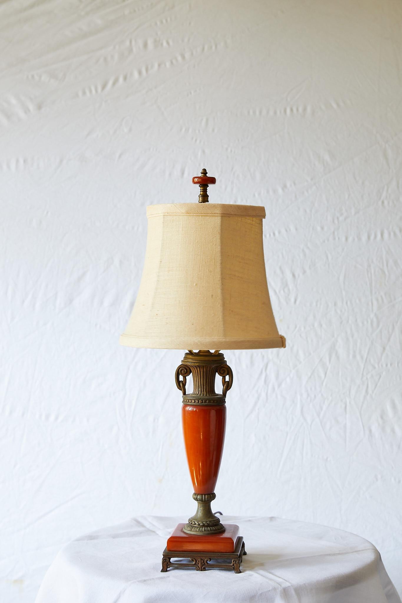 Petite Art Deco Lamp of Orange Bakelite 3