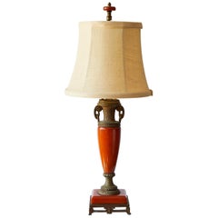 Petite Art Deco Lamp of Orange Bakelite