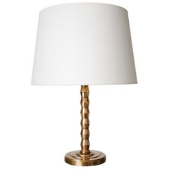 Petite Art Deco "Tourné" Solid Bronze Table Lamp, France, 1940's