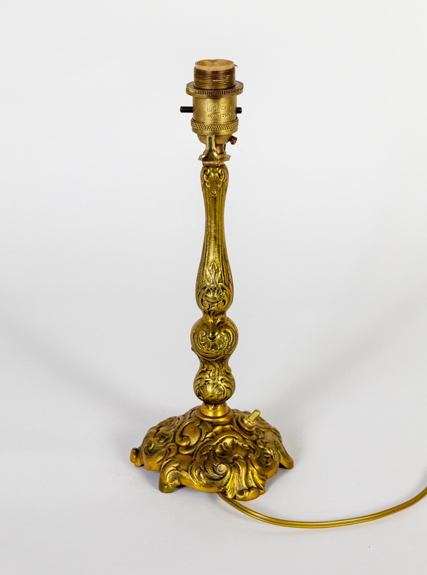 20th Century Petite Art Nouveau Brass Table Lamp For Sale