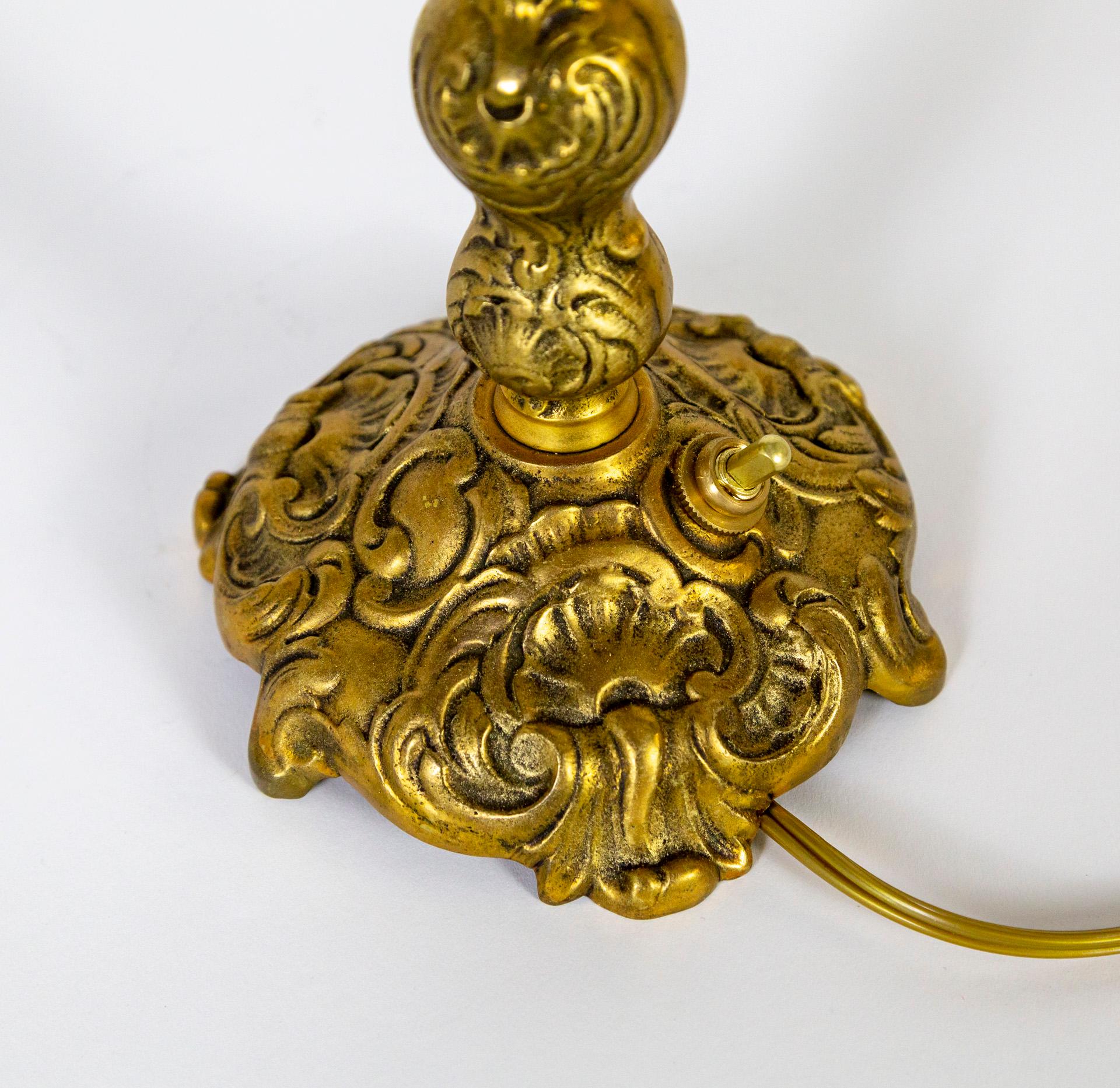 Petite Art Nouveau Brass Table Lamp For Sale 1