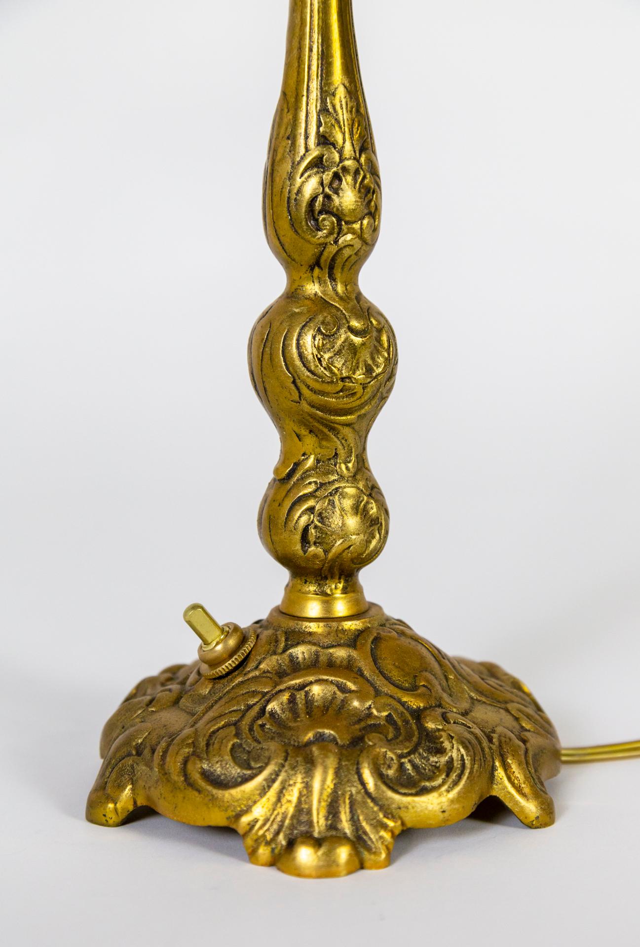 Petite Art Nouveau Brass Table Lamp For Sale 2