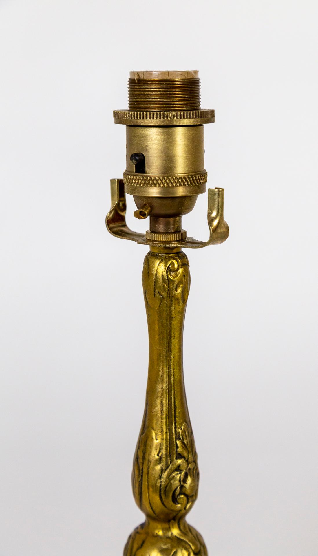 Petite Art Nouveau Brass Table Lamp For Sale 3