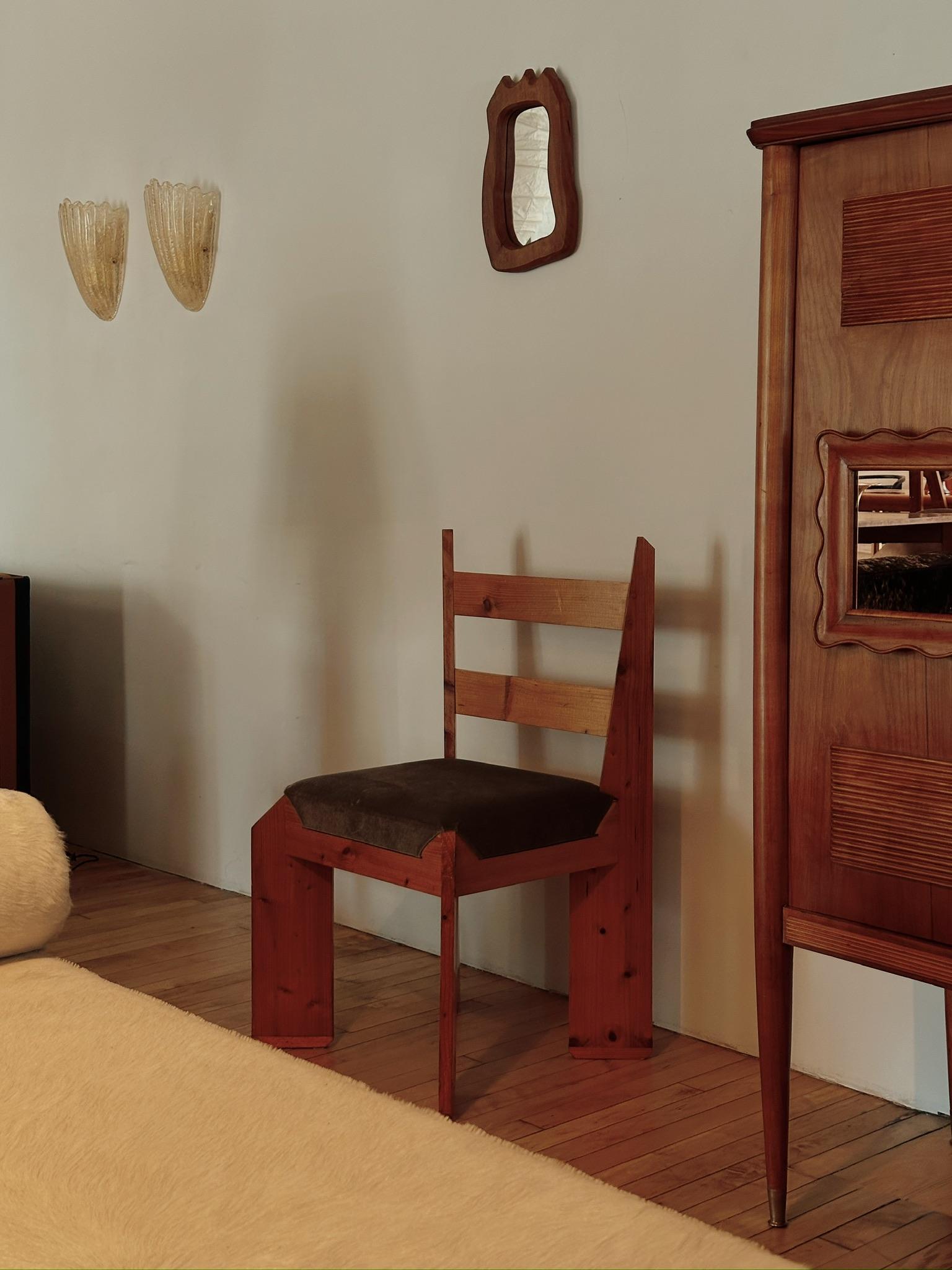 Verre Petit miroir en bois fait par un artisan en vente