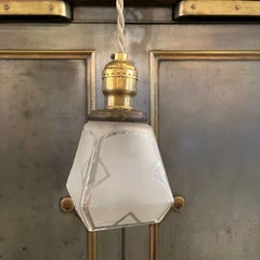 Petite Arts and Crafts Faceted Frosted Glass Pendant Light