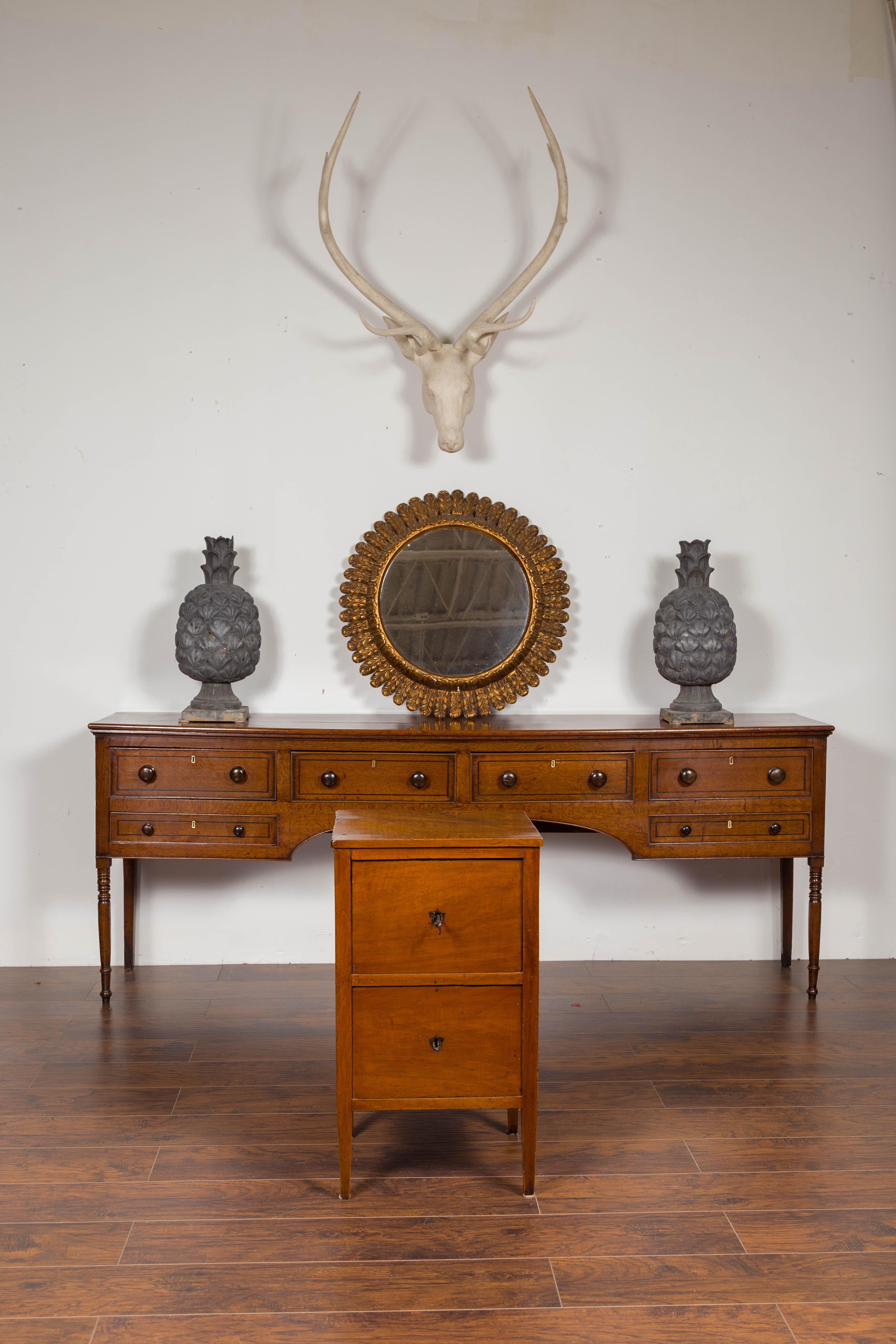 Petite Austrian 1840s Biedermeier Period Walnut Commode with Two-Drawers In Good Condition In Atlanta, GA