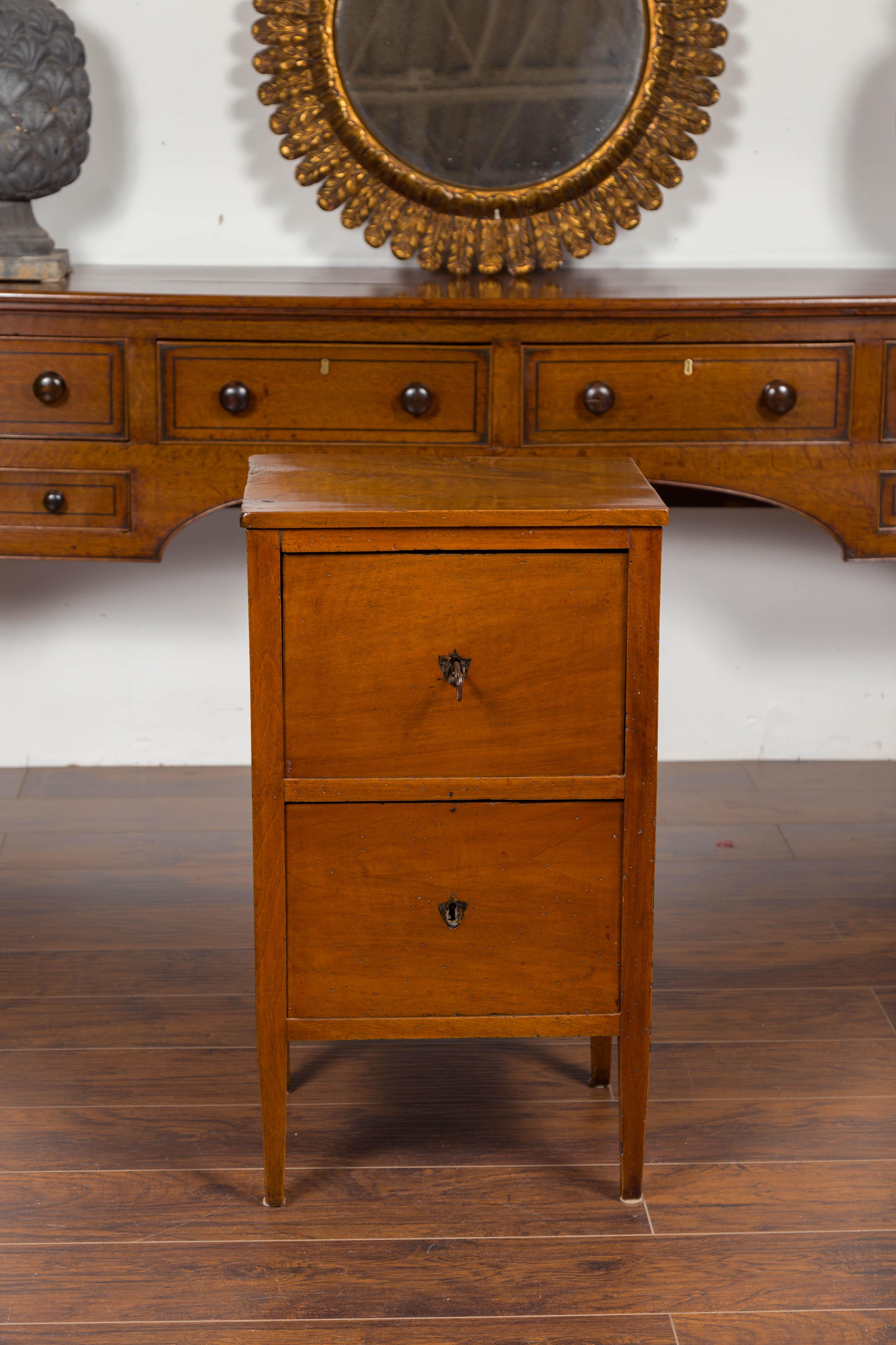 19th Century Petite Austrian 1840s Biedermeier Period Walnut Commode with Two-Drawers