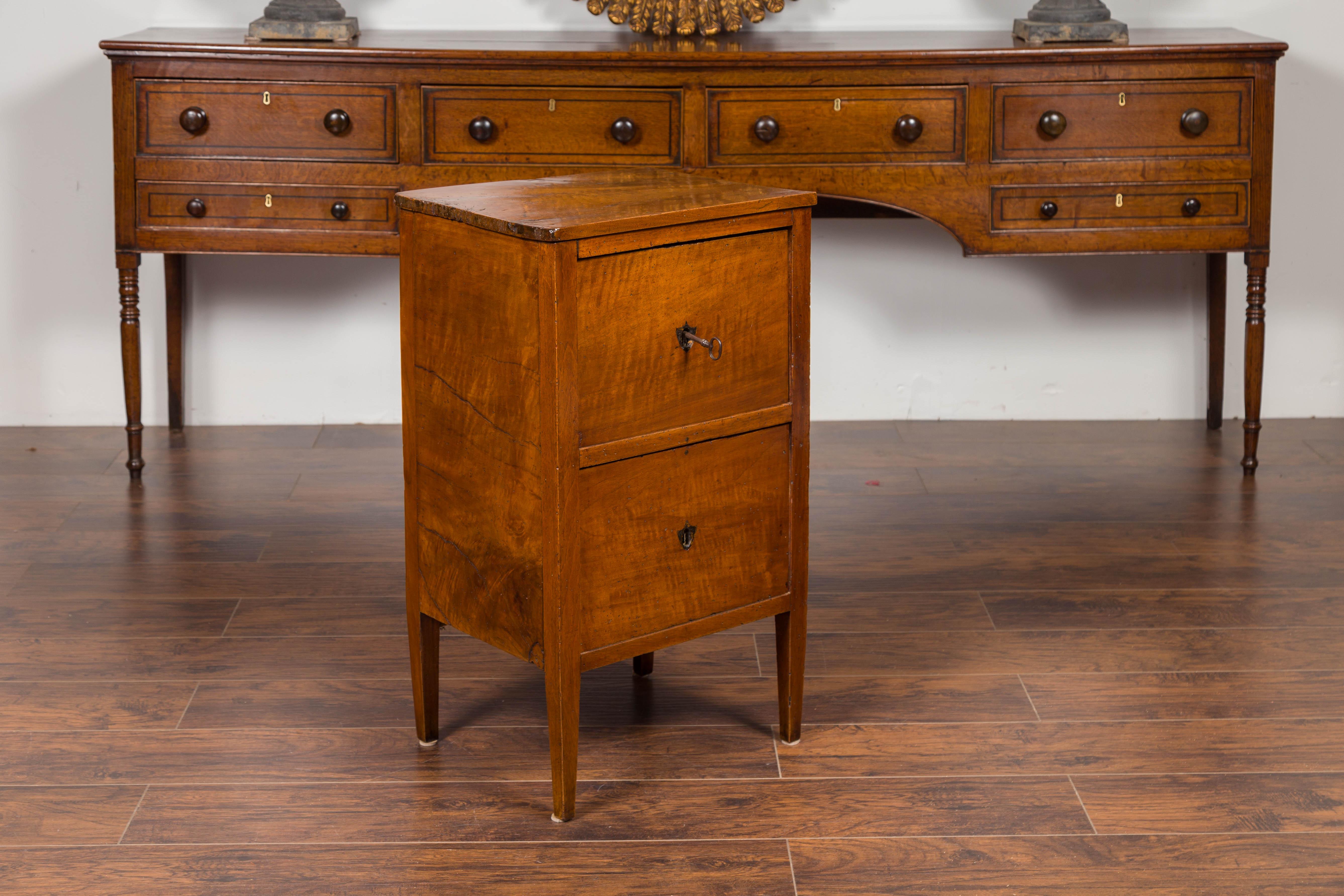 Petite Austrian 1840s Biedermeier Period Walnut Commode with Two-Drawers 1