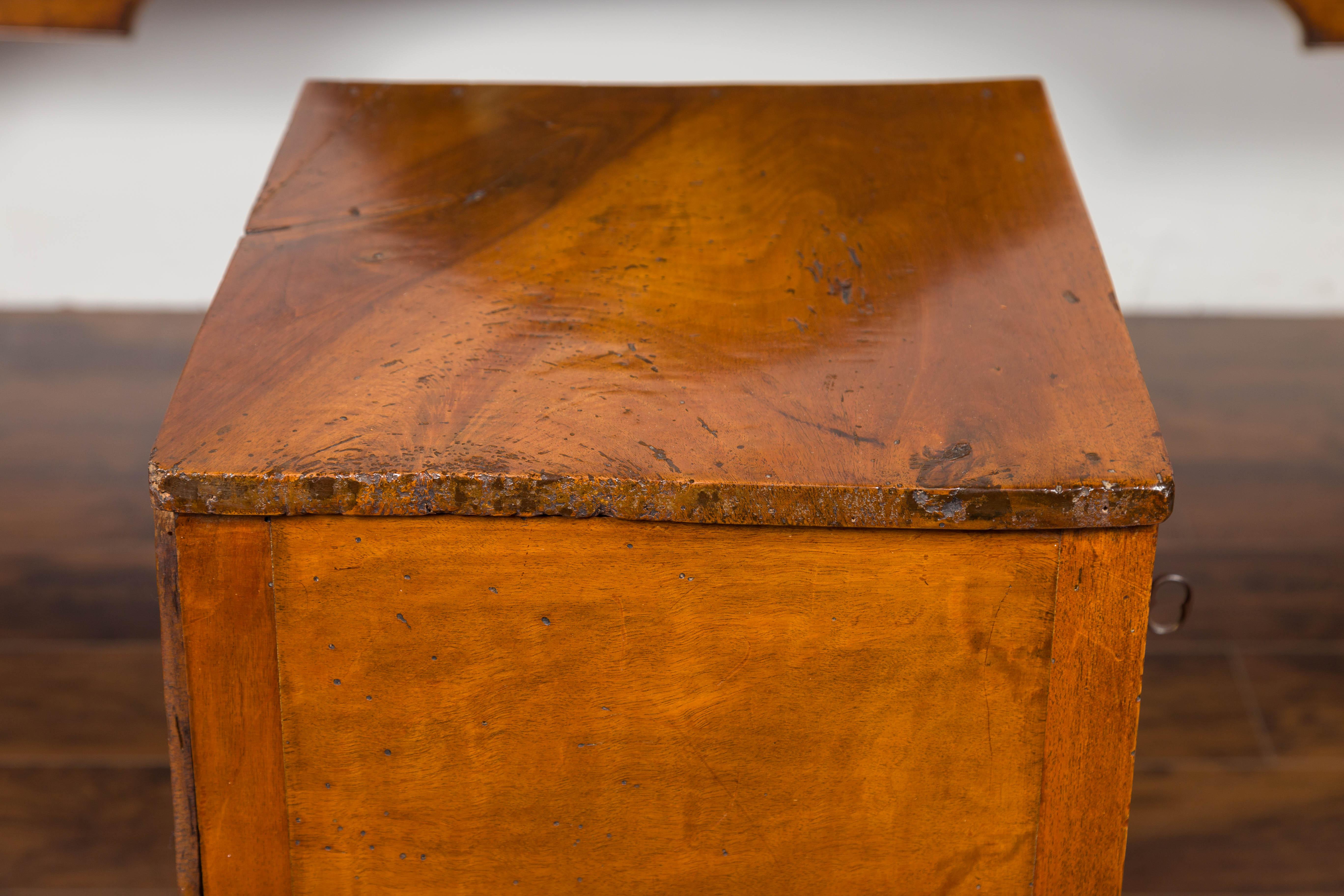 Petite Austrian 1840s Biedermeier Period Walnut Commode with Two-Drawers 3