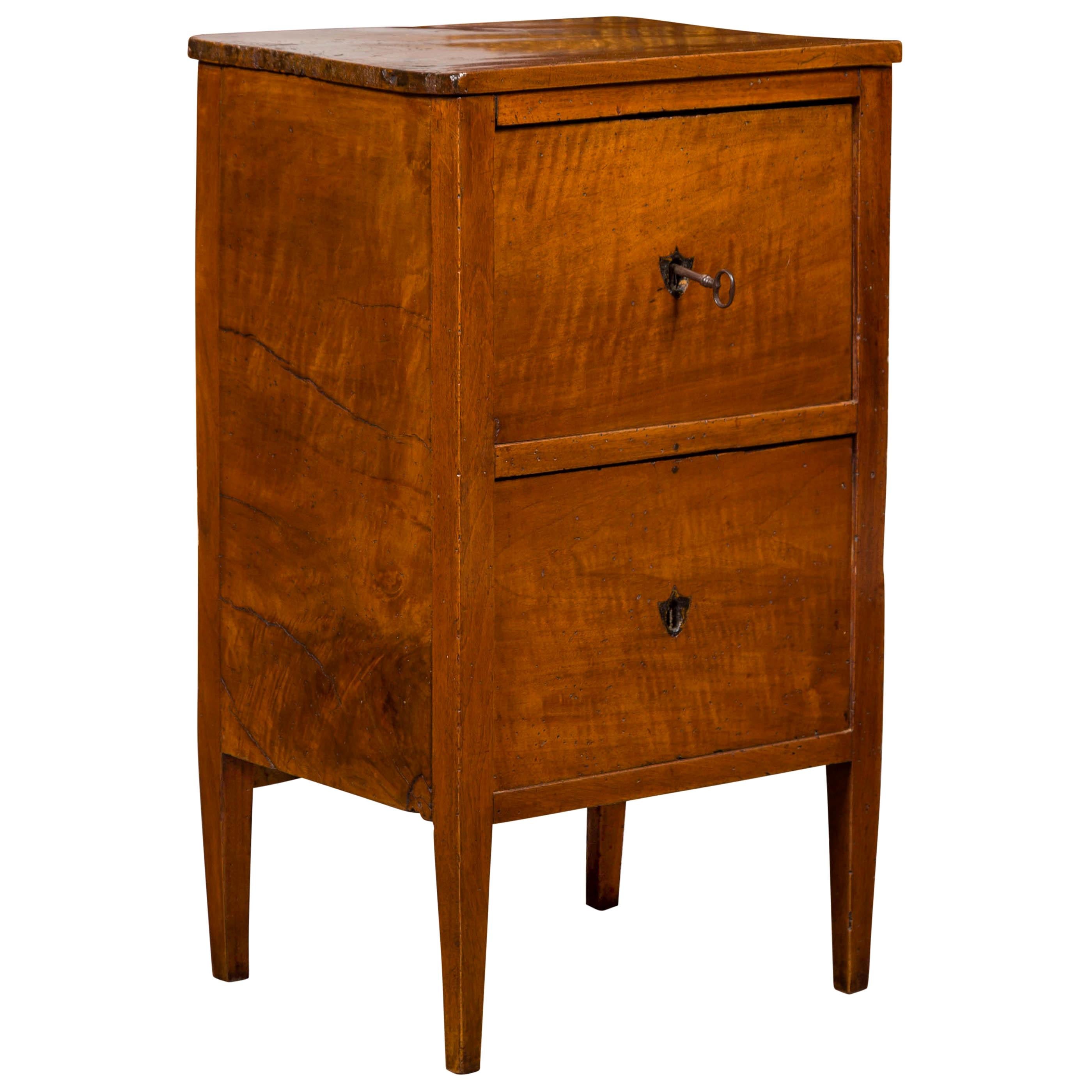 Petite Austrian 1840s Biedermeier Period Walnut Commode with Two-Drawers