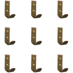Petite Austrian Brass Wall Coat Hooks by Hertha Baller Set of 10, Austria 1950s