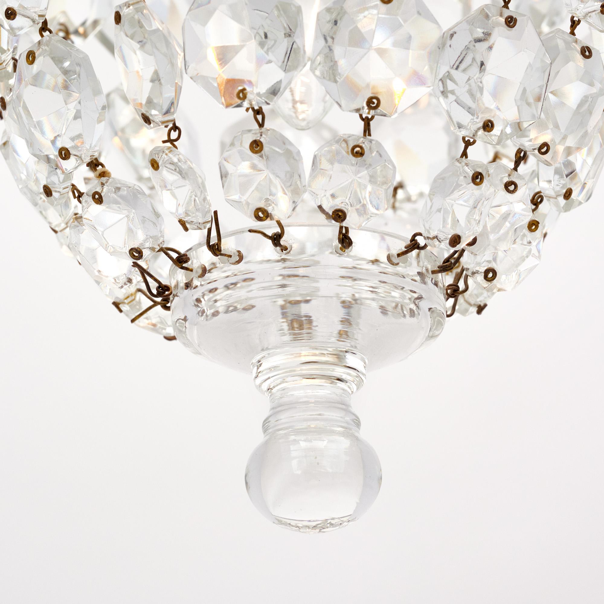 Ottone Lampadario a campana Petite Baccarat in vendita