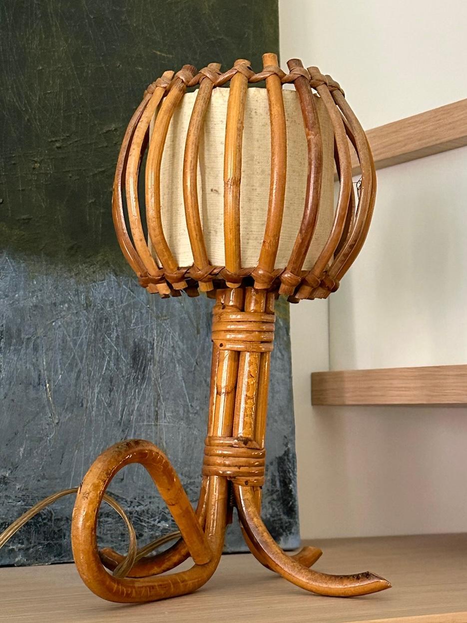 Louis Sognot bamboo table lamp, circa 1960. Sourced in Paris. Needs to be rewired for US. 
