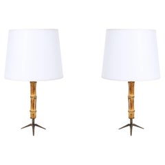 Vintage Petite Bamboo Table Lamps, France 1950's