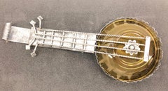 Petite Banjo Wrought Iron and Glass Sconce Wall Lamp Vintage, 1970s