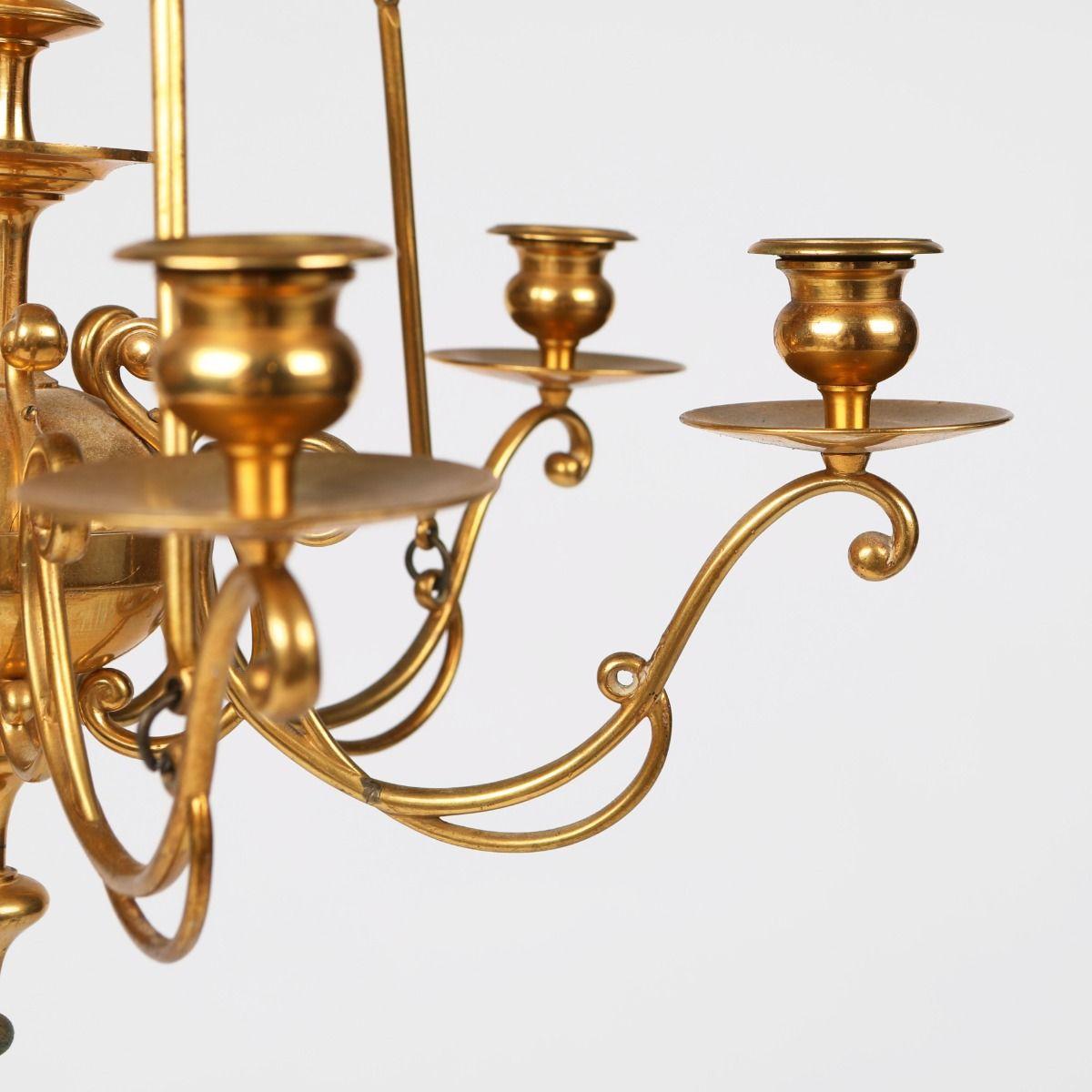 Baroque Petit lustre de style baroque, attribué à Skultuna, Suède en vente