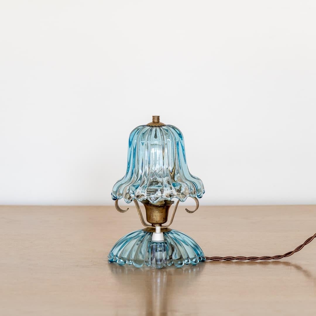 Petite Barovier Glass and Brass Lamp In Good Condition For Sale In Los Angeles, CA