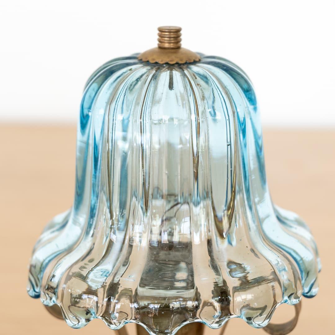 Petite Barovier Glass and Brass Lamp For Sale 2