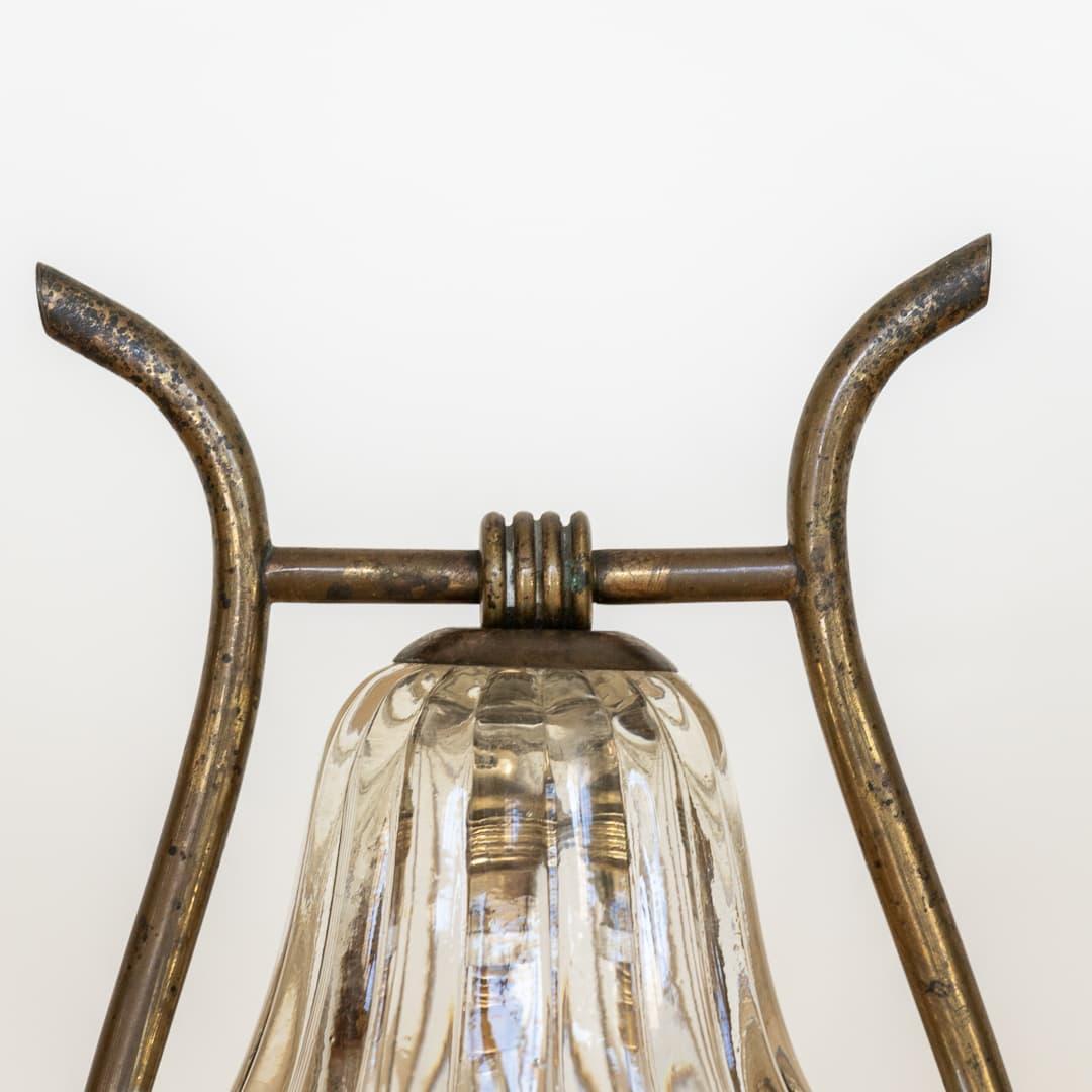 Petite Barovier Glass and Brass Lamp For Sale 2