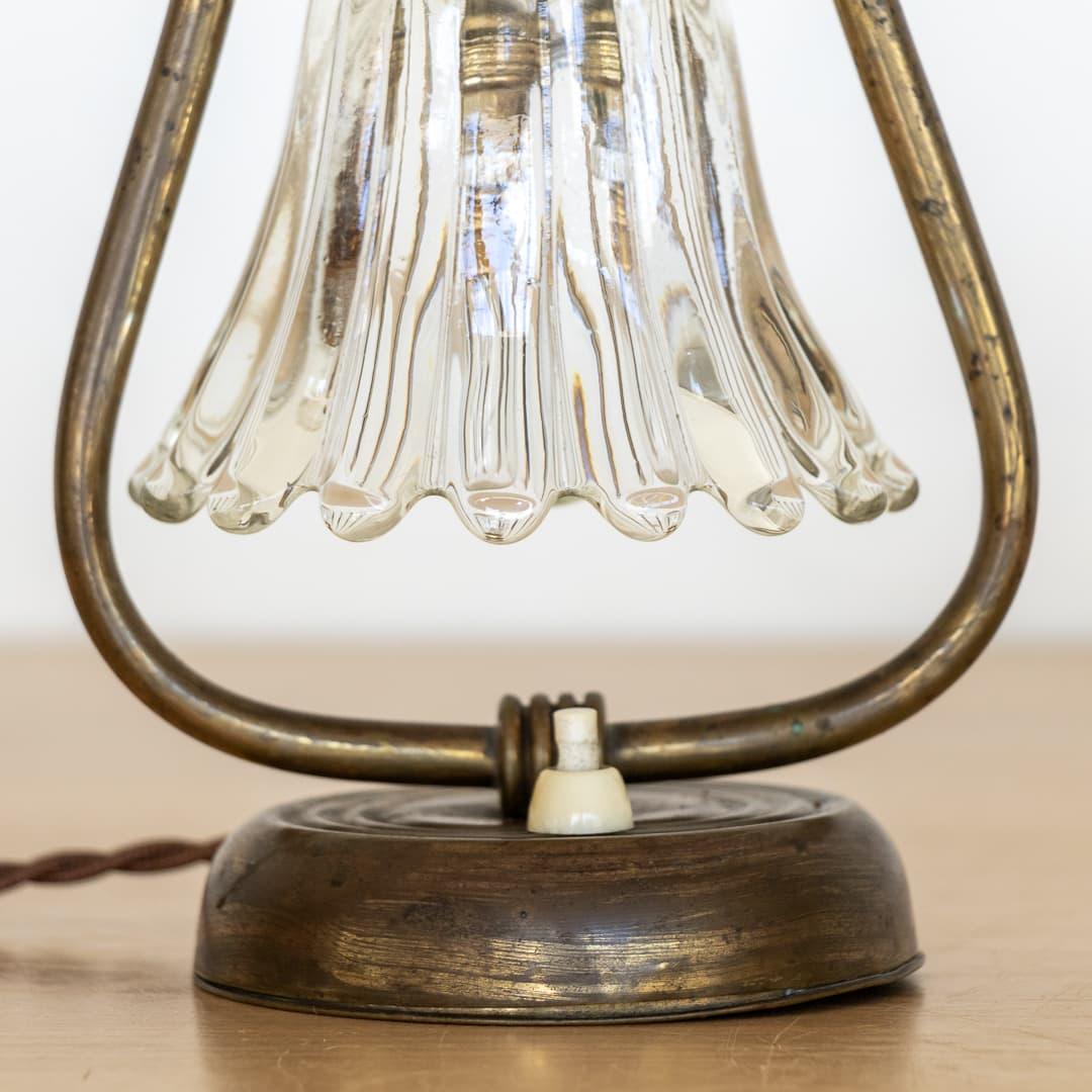 Petite Barovier Glass and Brass Lamp For Sale 3