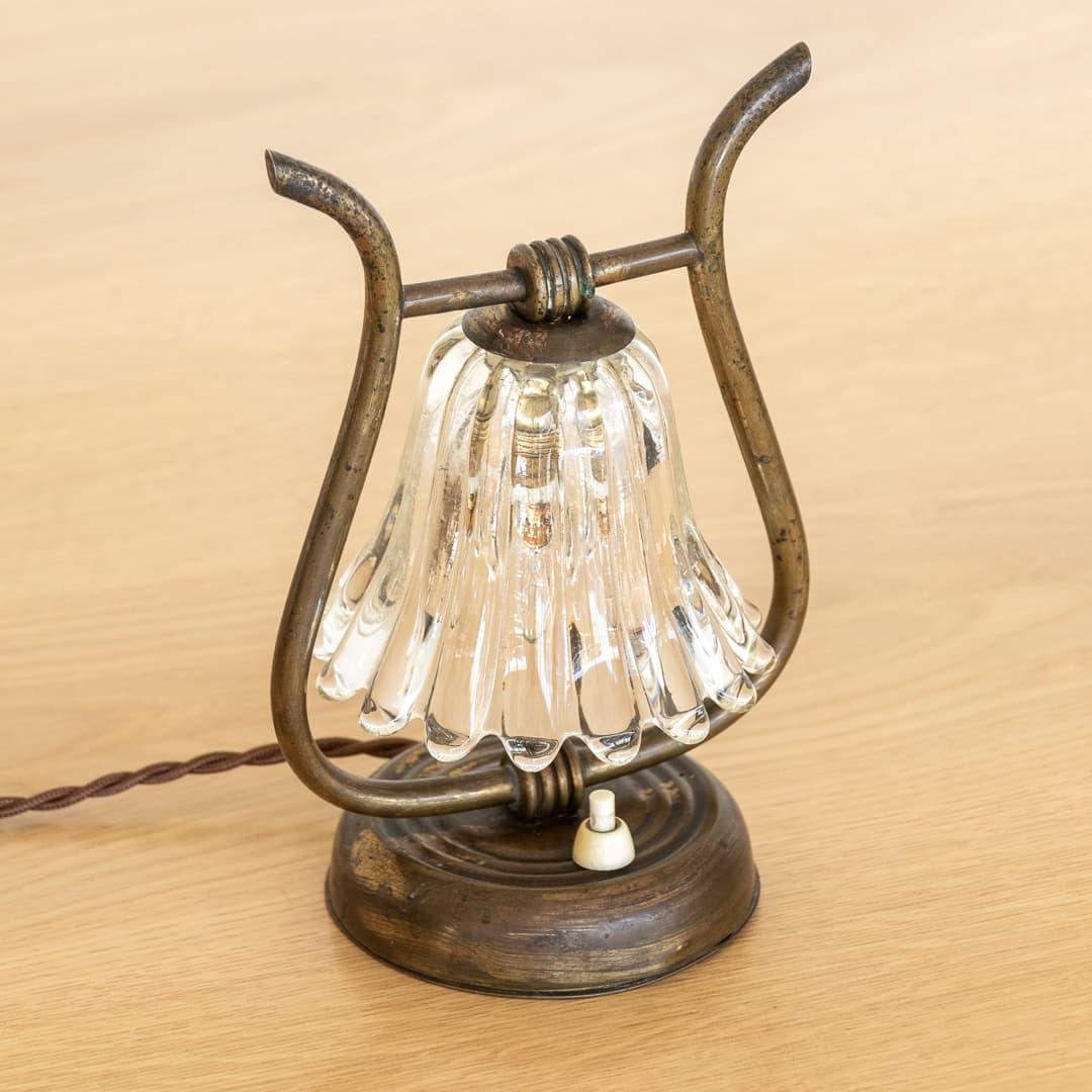 Petite Barovier Glass and Brass Lamp For Sale 4