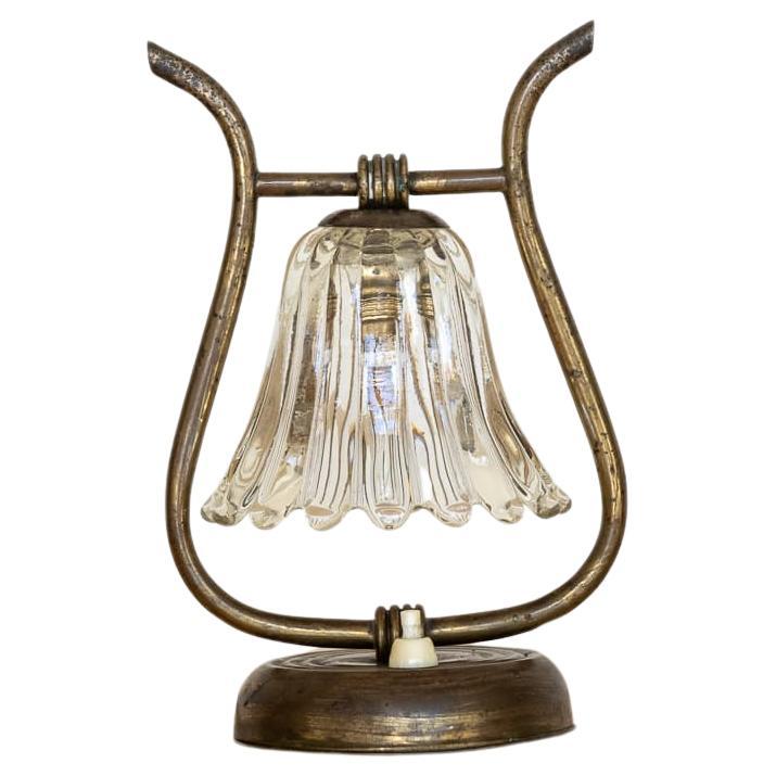 Petite Barovier Glass and Brass Lamp