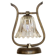Vintage Petite Barovier Glass and Brass Lamp