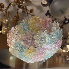 Petite Barovier Toso Flush Mount Cristal de Murano Flores de colores y escamas de oro