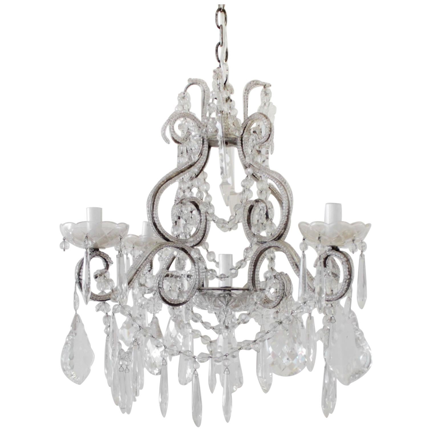 Petite Beaded Arm Silver Finish Chandelier