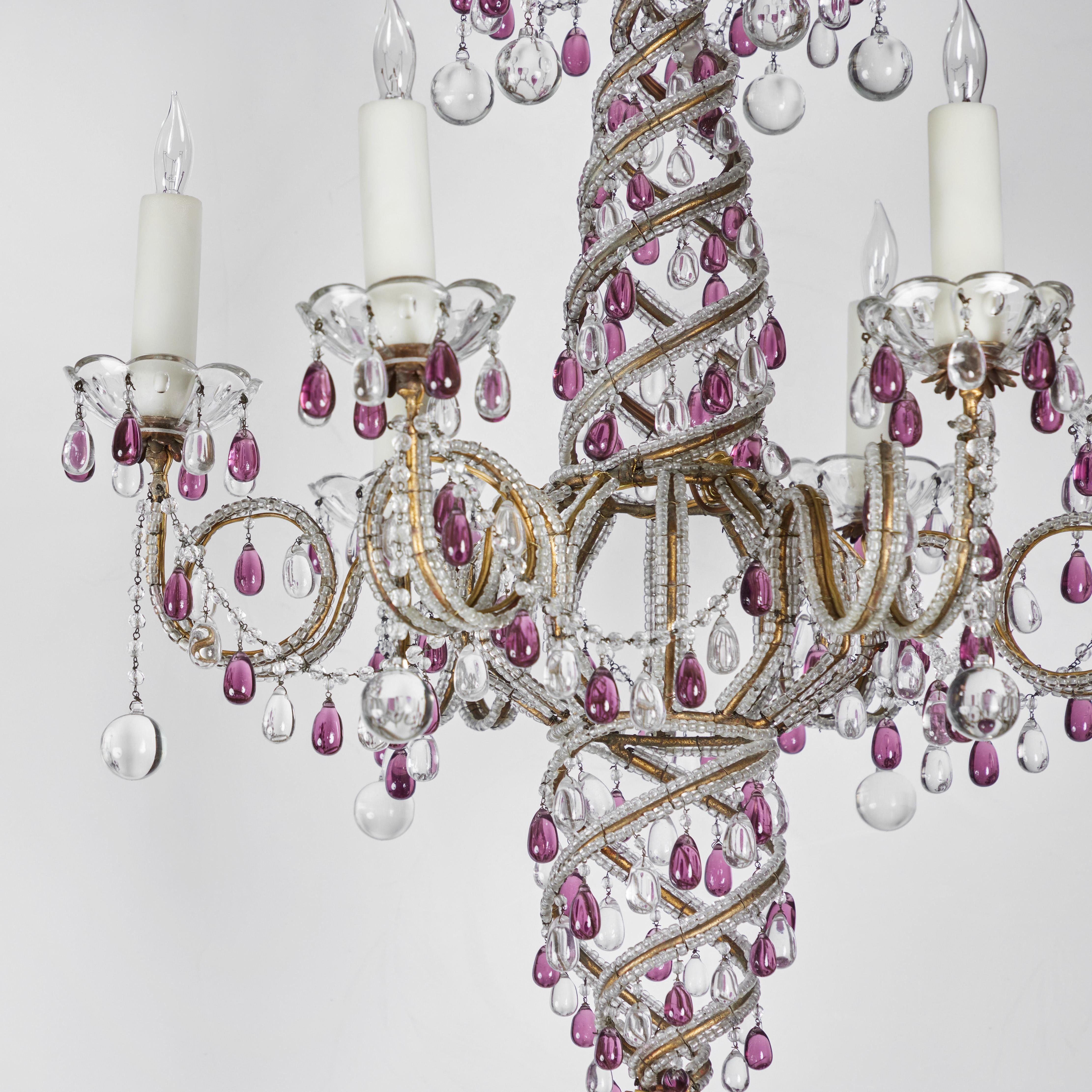 Petite Beaded Chandelier In Good Condition For Sale In Newport Beach, CA