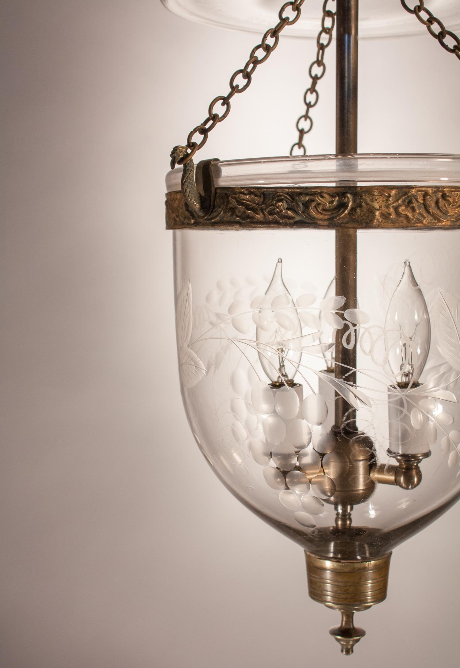 Unknown Petite Bell Jar Lantern with Grape Leaf Etching