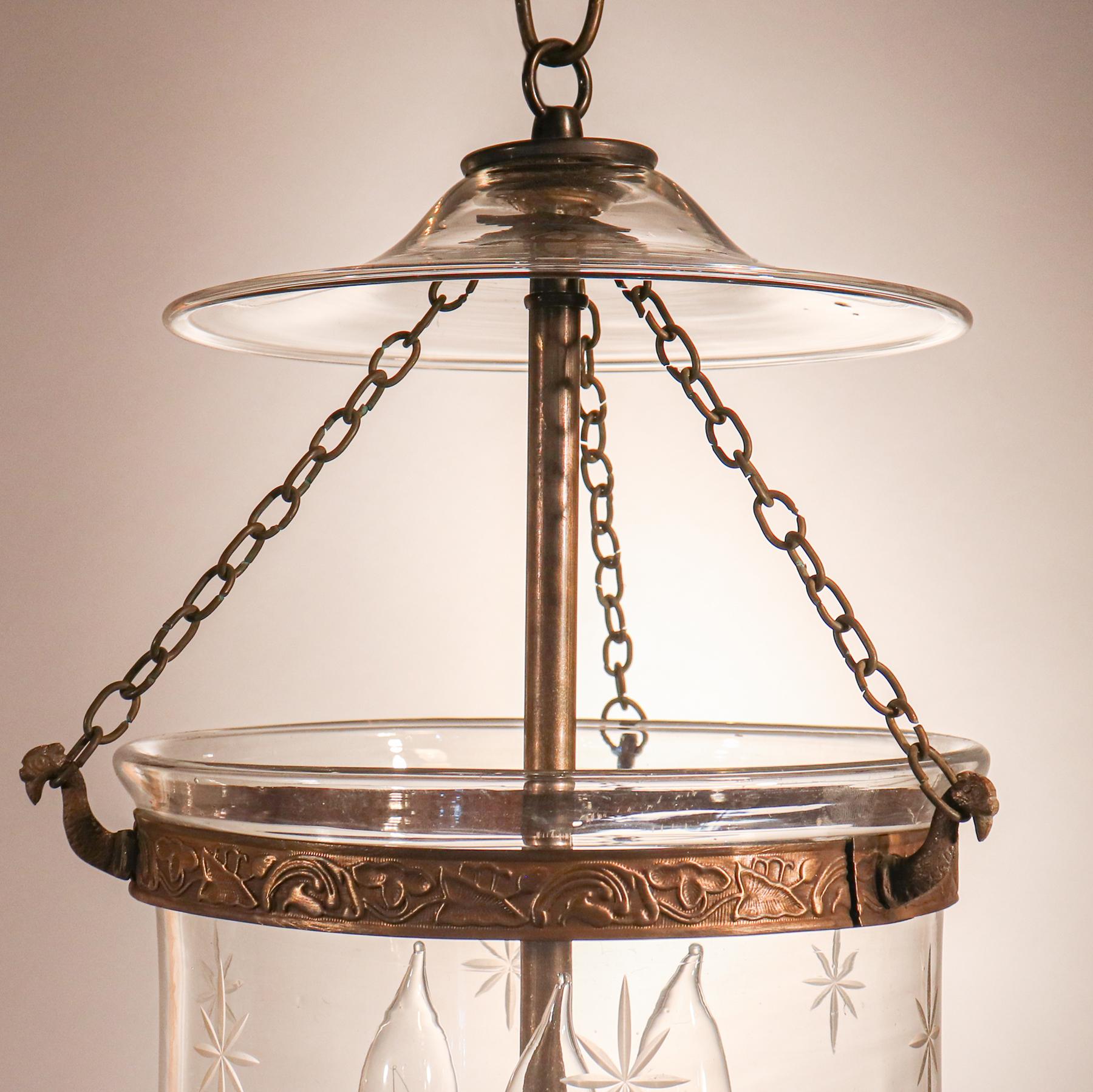 English Petite Bell Jar Lantern with Star Etching