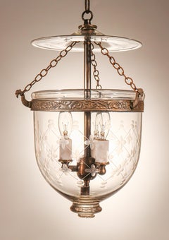 Petite Bell Jar Lantern with Trellis Etching