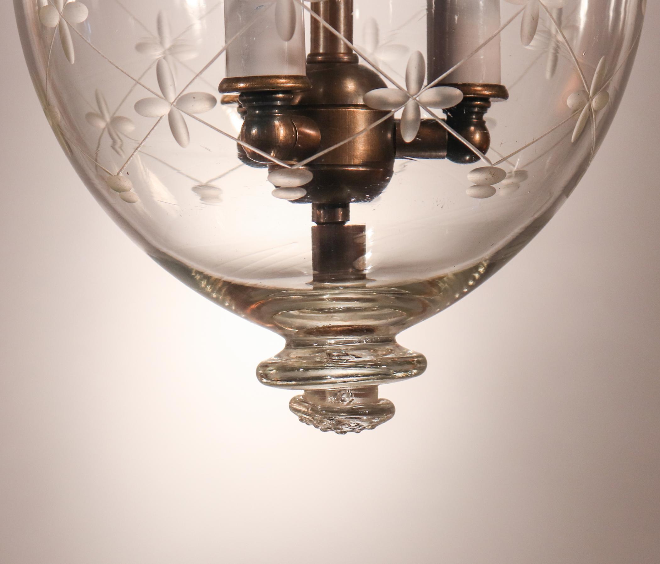 Petite Bell Jar Lantern with Trellis Etching 1