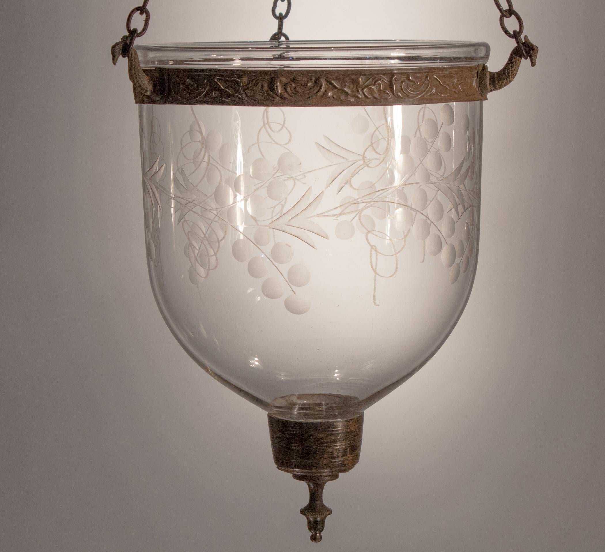 Petite Bell Jar Lantern with Vine Etching 4