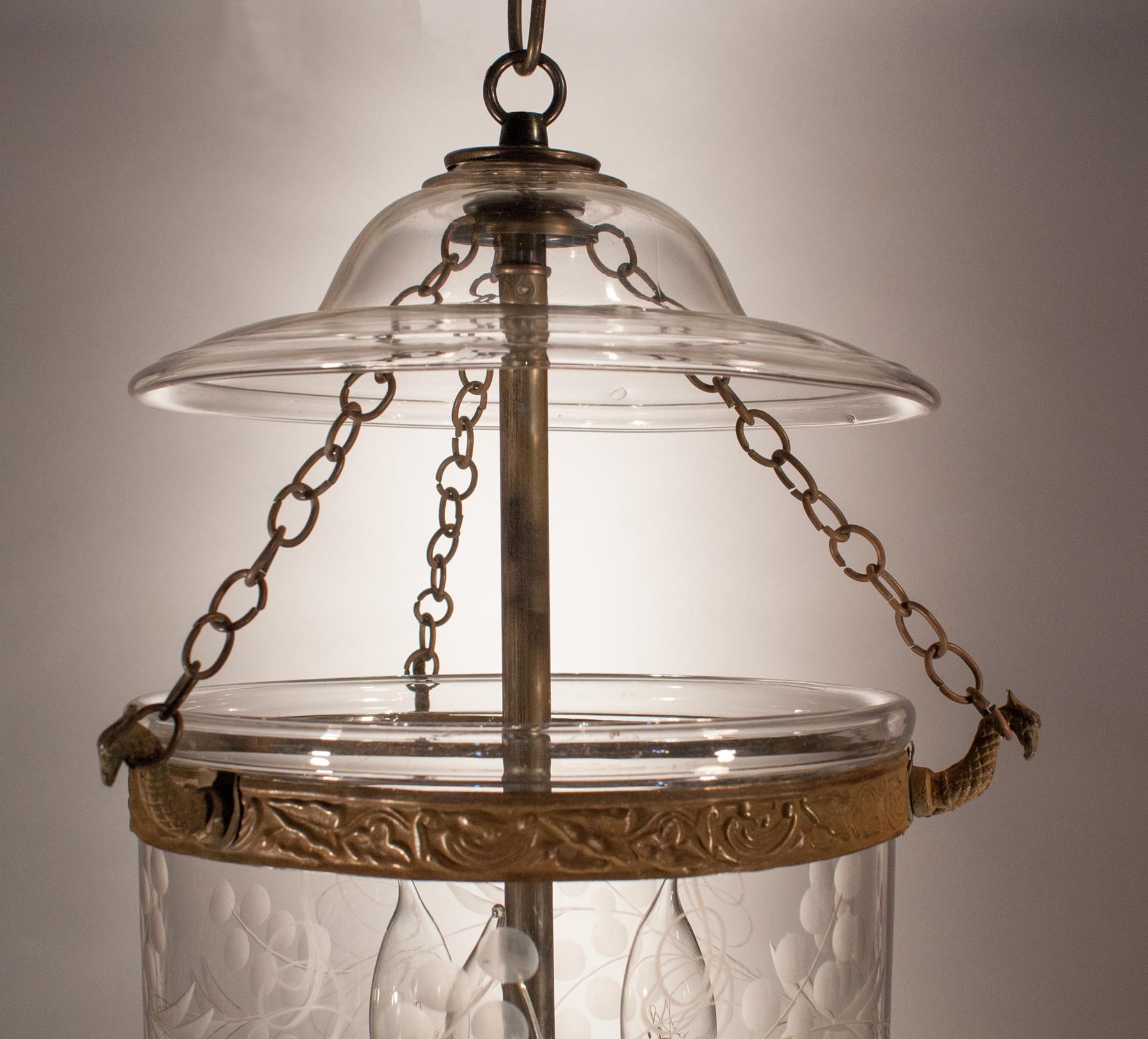 Petite Bell Jar Lantern with Vine Etching 1