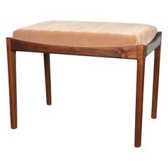 Petite Bench by Jens Risom in Mohair and Walnut, 1960's
