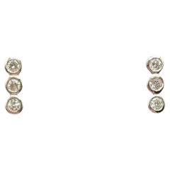 Petite Bezel Set Diamond Stud Earrings 14K White Gold 0.08ctw