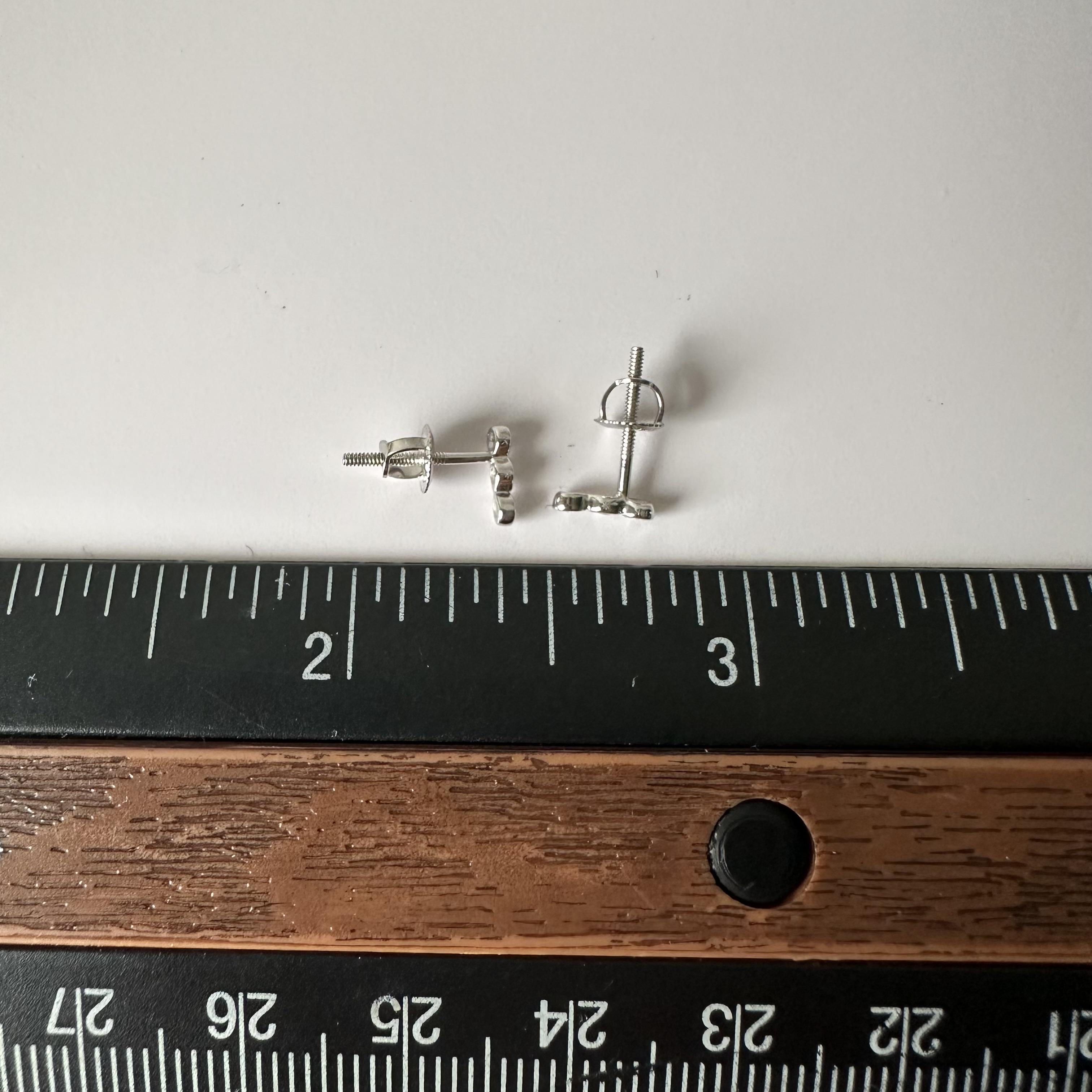 Petite Bezel Set Diamond Studs in 14kt White Gold - 0.08ctw Natural Diamonds In New Condition For Sale In West Hempstead, NY