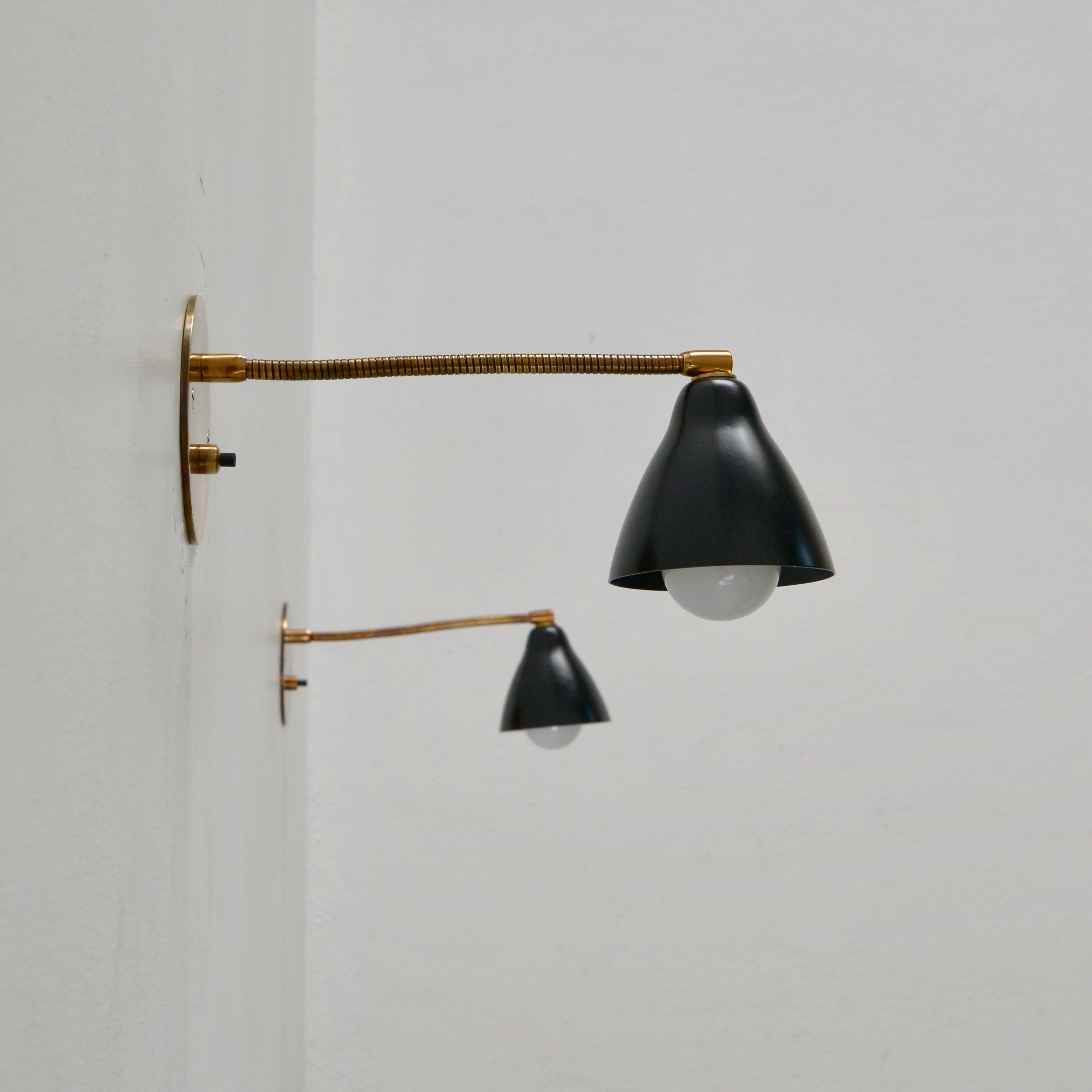 Mid-Century Modern Petite Black Gooseneck Sconces