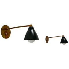 Vintage Petite Black Gooseneck Sconces