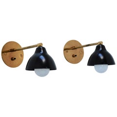 Vintage Petite Black Italian Gooseneck Sconces