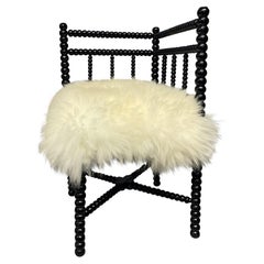 Vintage Petite Black Lacquered Corner Bobbin Chair