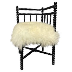 Petite Black Lacquered Corner Bobbin Chair