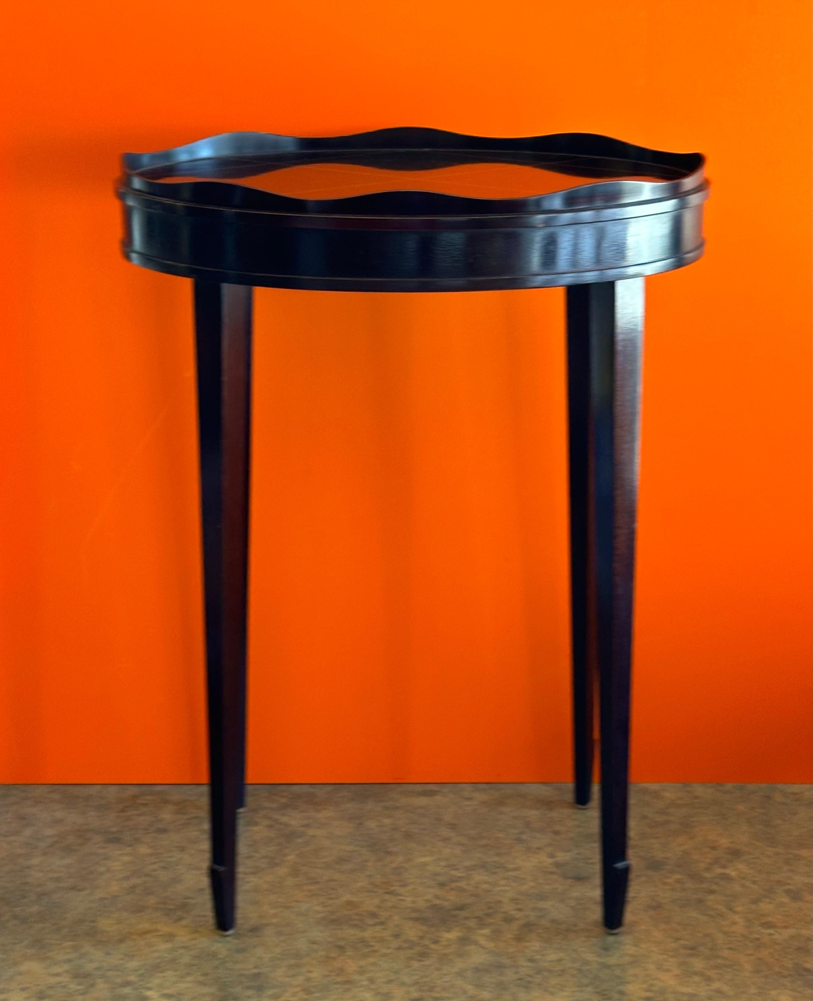 Petite Black Lacquered Oval Gallery Edge Side Table by Barbara Barry for Baker 4