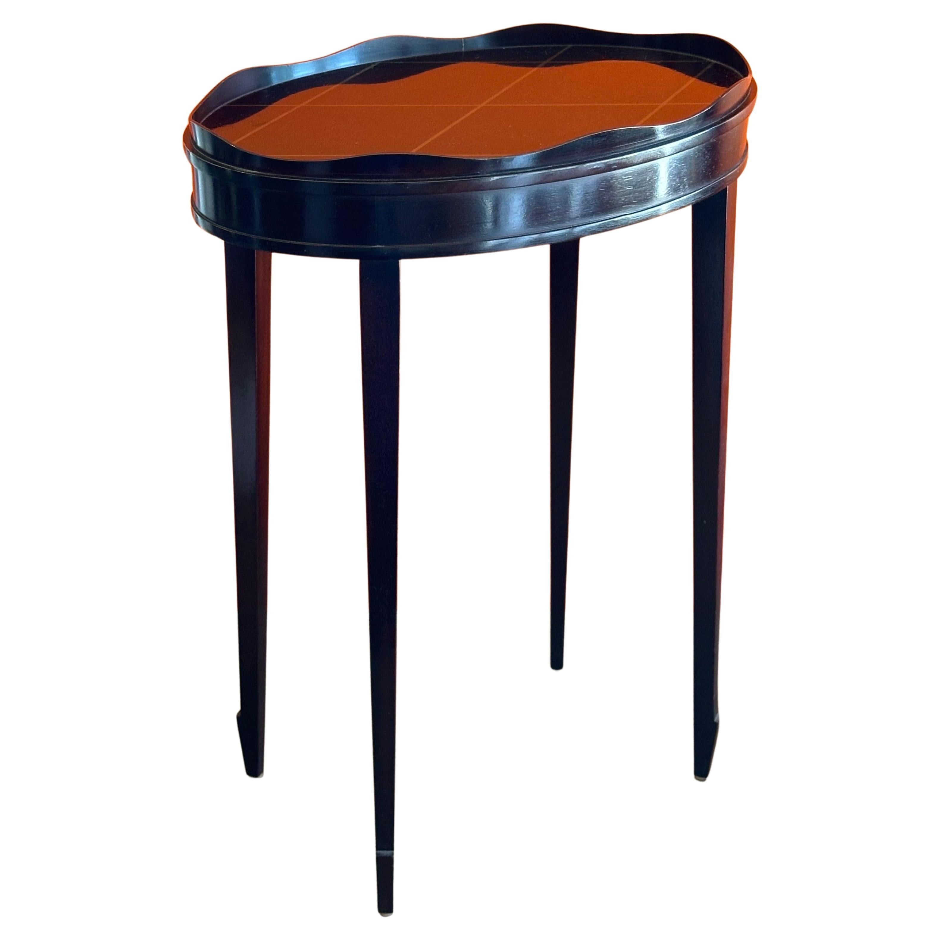 Petite Black Lacquered Oval Gallery Edge Side Table by Barbara Barry for Baker 5