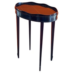Petite Black Lacquered Oval Gallery Edge Side Table by Barbara Barry for Baker